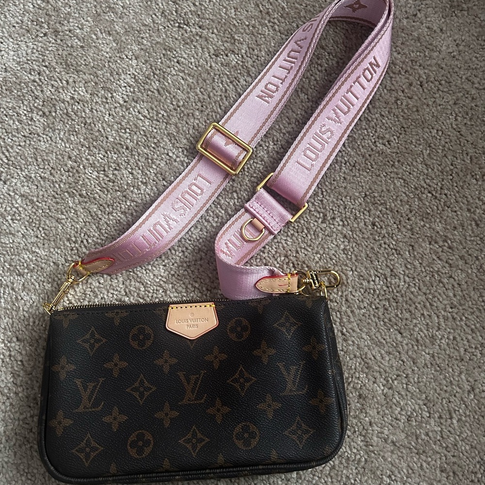 Louis Vuitton Monogram Crossbody Bag with Pink Strap